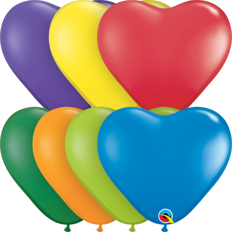 6 inch Heart Modelling Balloons Carnival Assortment - 100 count