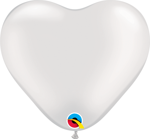 6 inch Heart Modelling Balloons White - 100 count